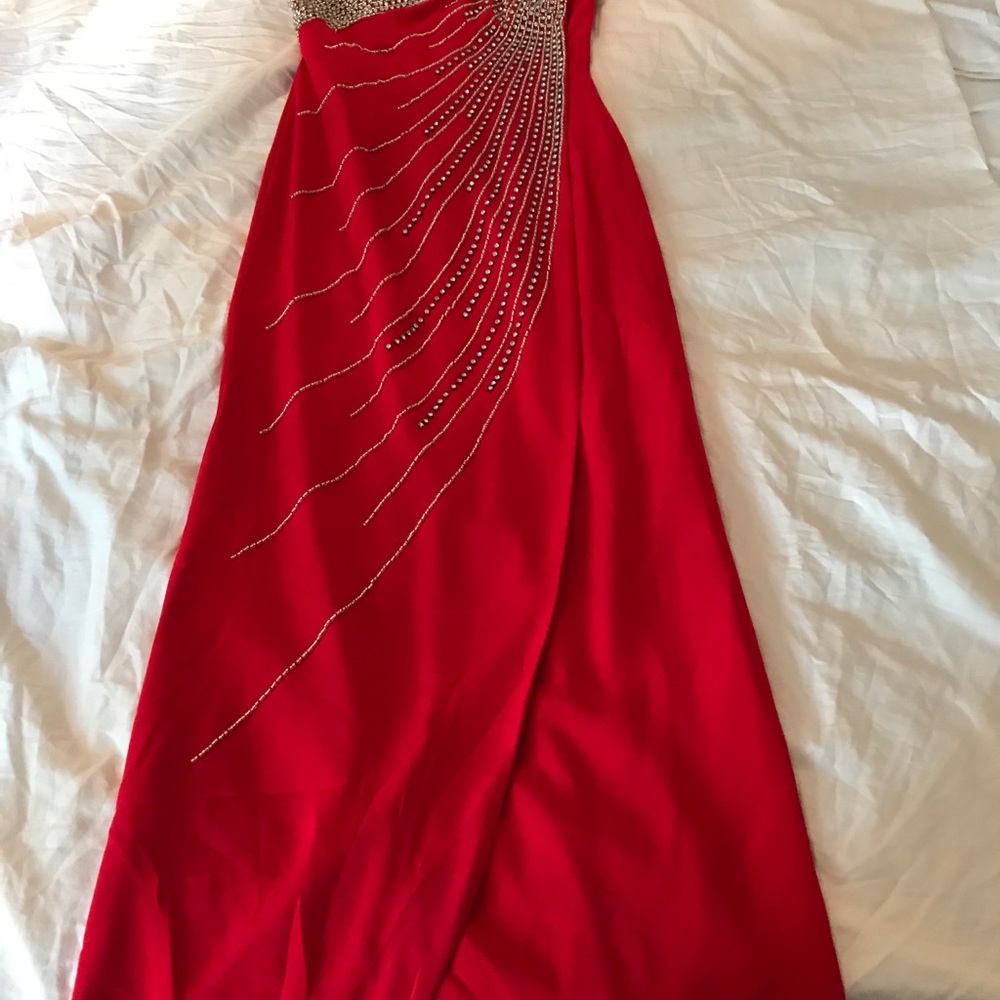 Red single strap dress